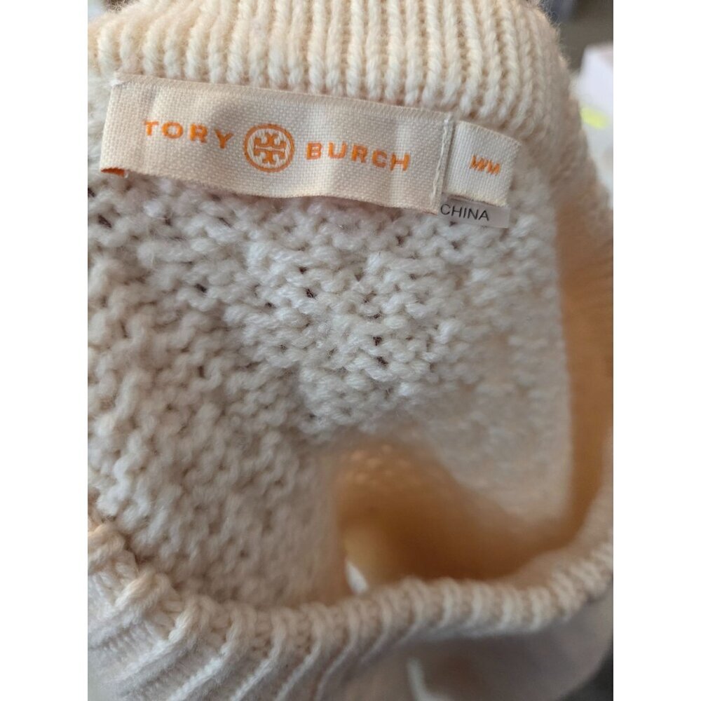 Tory Burch Cream Knit Crewneck Sweater with Black Cuffs - Picture 6 of 6